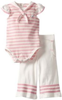 Bunnies By The Bay Baby girls Newborn Fair Seas Sailor Set, Pink/White, 6 12 Months: Infant And Toddler Pants Clothing Sets: Clothing