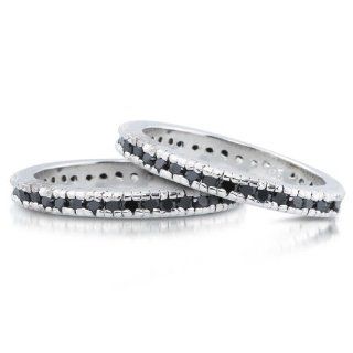 Studio 925 Lucinda Black Diamond CZ Sterling Silver Eternity Ring, 6: Willow Company: Jewelry