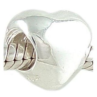 Puffy Heart Shaped 925 Sterling Silver Bead fits European Charm Bracelet Jewelry