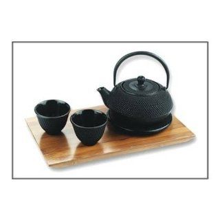5 Piece Cast Iron Tetsubin Tea Set in Black: Kitchen & Dining