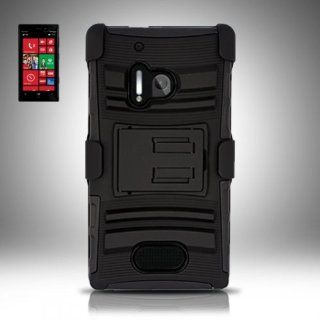 For Nokia Lumia 928 (Verizon)   Heavy Duty Armor Style 2 Case w/ Holster   Black/Black AM2H Cell Phones & Accessories