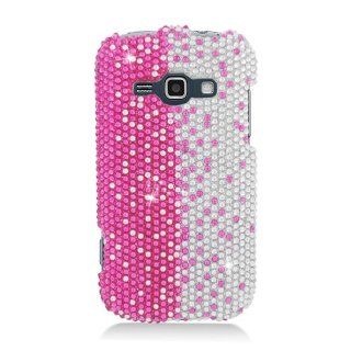 SAMSUNG GALAXY RING PREVAIL 2 M840 FULL DIAMOND PINK SILVER VERTICAL BLING SNAP ON CELL PHONE CASE from [TRIPLE8ACCESSORIES] Cell Phones & Accessories