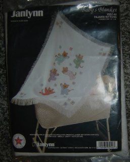 Janlynn Baby's Blanket #957 44 Pajama Kittens Counted Cross Stitch Kit, Designed By Alice Okon