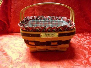 Longaberger 1993 Christmas Bayberry Basket with Plaid Liner & Plastic Protector  Other Products  