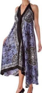 Sakkas 108 Veins Print Satin V Neck Halter Handkerchief Hem Dress   Slate Grey   One Size at  Womens Clothing store