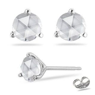 1/3 (0.30 0.35) Cts SI2 quality Round Rose Cut Diamond Stud Earrings in Platinum: Jewelry