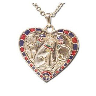Heart Bastet Egyptian Necklace Women's Men's Spiritual Jewelry FREE CHAIN NECKLACE INCLUDED: Pendant Necklaces: Jewelry