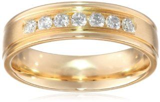 Men's 14k Yellow Gold Ideal Cut Round Edge Comfort Fit 6mm Channel Set Band (0.42, cttw, SI 1, G Color) Jewelry