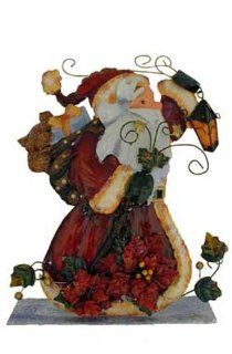 Tin Metal Gloss Santa Claus Figurine or Wall Plaque [16902]   Holiday Figurines