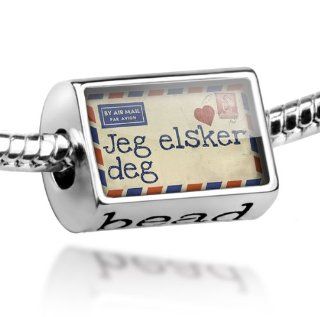 Beads "I Love You" Norwegian Love Letter from Norway   Pandora Charm & Bracelet Compatible Jewelry