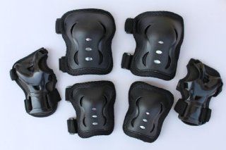 Fantasycart Kid's Roller Blading Wrist Elbow Knee Pads Blades Guard 6 PCS Set IN BLACK GREAT CHristmas GIFT : Sports & Outdoors