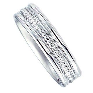 6.0 mm 14Kt Yellow or White Gold Wedding Ring with Brushed Satin Finish and Center Rope Design, Comfort Fit Style SV59 206Y.: Jewelry