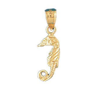 14K Gold Charm Pendant 1.2 Grams Nautical> Seahorses954 Necklace: Jewelry