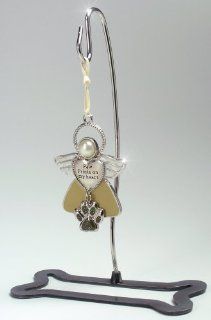 Dog Paw Prints on My Heart Hanging Ornament Angel with Paw Charm and 6 Inch Bone Stand   Decorative Hanging Ornaments