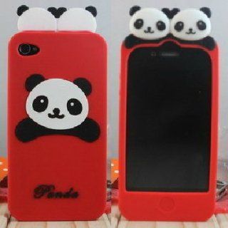 ECOMGEAR(TM)Cute PANDA Soft Silicon Back Case Cover skin for iPhone 4 4G Red Cell Phones & Accessories