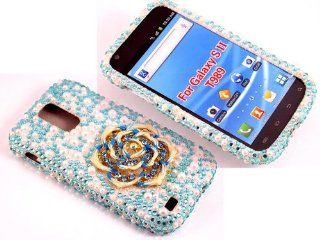 iSee Case 3D Pearl Bling Rhinestone Crystal Full Cover Case for Samsung Galaxy S2 S 2 II T Mobile HERCULES SGH T989 (Blue Flower): Cell Phones & Accessories
