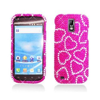 Hot Pink Heart Bling Gem Jeweled Crystal Cover Case for Samsung Galaxy S2 S II T Mobile T989 SGH T989 Hercules: Cell Phones & Accessories