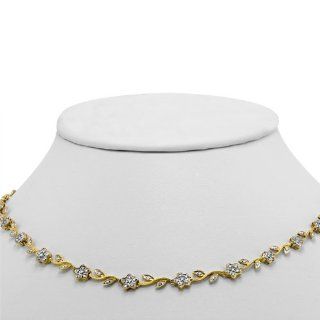 0.80ct. Round Diamond Flower/Leaf Design Necklace in 16" Solid 14kt Yellow Gold   SKU: OL268 03: Jewelry