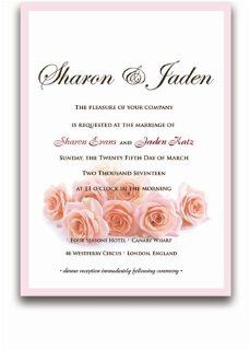 40 Rectangular Wedding Invitations   Pink Passion Roses  Party Invitations 