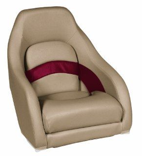 Wise Pontoon Captains Bucket Seat, Mocha/Red/Taupe : Boat Seats : Sports & Outdoors