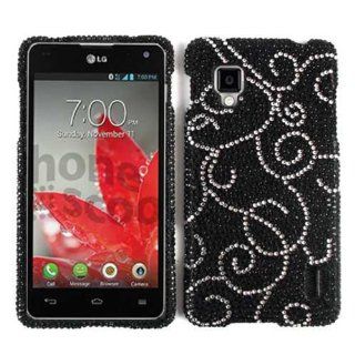 ACCESSORY BLING STONES COVER CASE FOR LG OPTIMUS G (CDMA) LS 970 BLACK SWIRLS PATTERN Cell Phones & Accessories