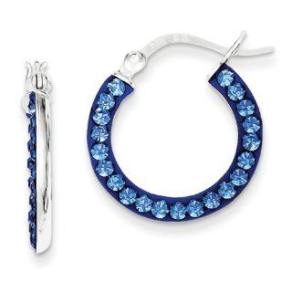 Sterling Silver Stellux Crystal Blue Hoop Earrings, Best Quality Free Gift Box Satisfaction Guaranteed: Jewelry