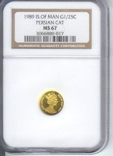 1989 ISLE OF MAN GOLD PERSIAN CAT COIN 1/25 TH OUNCE .999 FINE GOLD NGC MS67: Everything Else