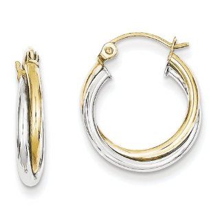 10k Yellow & White Gold Twist Hoop Earring, Best Quality Free Gift Box Satisfaction Guaranteed: Jewelry