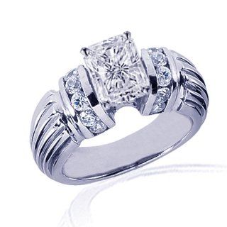 1.20 Ct Radiant Cut Diamond Engagement Ring Channel Set 14K GOLD VVS2 GIA: Fascinating Diamonds: Jewelry