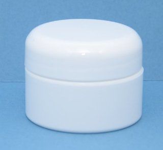 1/2 Oz Plastic Double wall Straight Base White Jar with White Dome Lid (12)  Refillable Cosmetic Containers  Beauty
