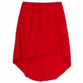 Luxury Divas Red Hi Low Hemline Casual Elastic Waist Wrap Skirt Size Medium at  Womens Clothing store