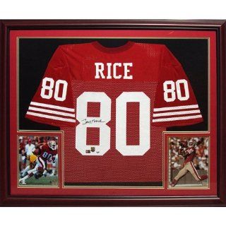 Jerry Rice Autographed San Francisco 49ers (Red #80) Deluxe Framed Jersey: Sports Collectibles