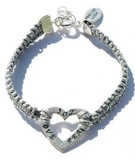 Peace, Love & Joy Heart Silver Bracelet Sterling Silver Heart Charm: Jewelry