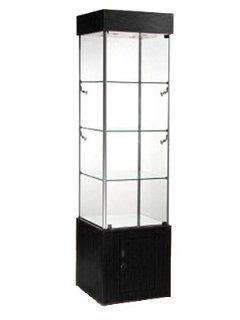 SC WL18BK 18" Square Black Tower Display Case w/Lights, Storage, Locks, Pre assembled, Also available in cherry/maple color : Sports Related Display Cases : Sports & Outdoors