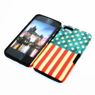 For BlackBerry Z10 / Surfboard / London 2 in 1 Hybrid Cover Case American Flag USA PC + Black Silicone: Cell Phones & Accessories