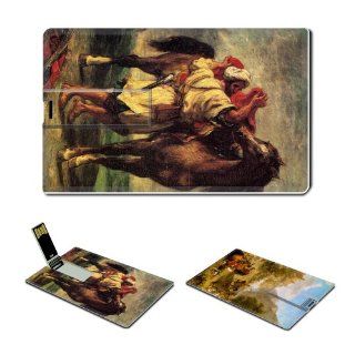 Eugene Delacroix Credit Card Size USB Flash Drive USB 2.0 Memory 4GB Arab Horses Fighting In A Stable+Apollo Slays Python: Computers & Accessories