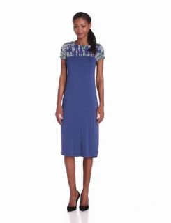 Gypsy 05 Women's Cocama Mid Calf Short Sleeve Dress at  Womens Clothing store: Blue Dress Bamboo