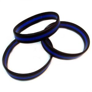 Childrens Thin Blue Line Brothehood Silicone Bracelet Pack of 3 (police law enforcement): Jewelry