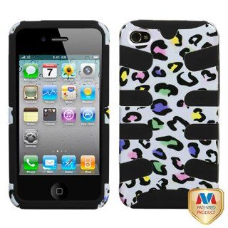 Hard Plastic Snap on Cover Fits Apple iPhone 4 4S Colorful Leopard Black Fishbone Plus A Free LCD Screen Protector AT&T, Verizon (does NOT fit Apple iPhone or iPhone 3G/3GS or iPhone 5/5S/5C): Cell Phones & Accessories
