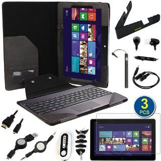 GTMax 13 Items Essential Accessories Bundle kit for ASUS VivoTab Smart ME400 ME400C Windows 8 10.1 inch Tablet   Black Leather Keyboard Portfolio Auto Wake/ Sleep Case included: Computers & Accessories