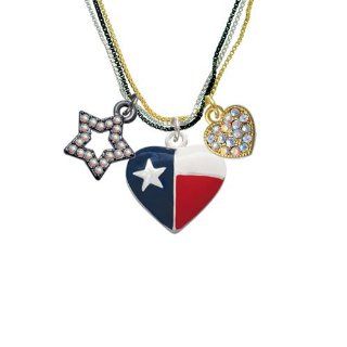 Texas Lone Star Heart RockStar Tri Color Necklace: Delight: Jewelry