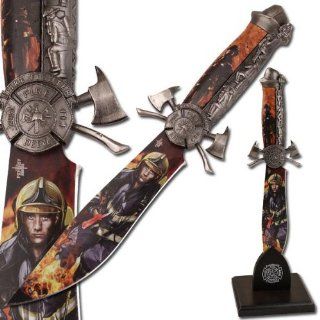 Firefighter Fantasy Bowie Knife With Stand: Everything Else
