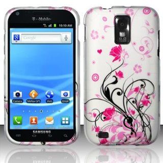 Samsung Galaxy S II 2 Hercules T989 Accessory   Black vines and Pink Lotus Flower Design Protective Hard Case Cover for Tmobile: Cell Phones & Accessories