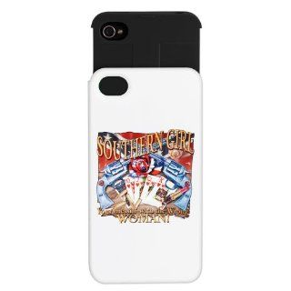 iPhone 4 or 4S Wallet Case White and Black Southern Girl Rebel Flag With Guns Cowgirl: Everything Else
