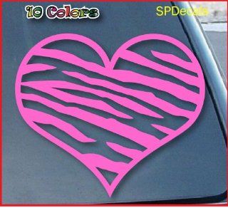 Zebra Print Heart Car Window Vinyl Decal Sticker 4" Wide (Color: Pink): Everything Else