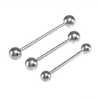 Stainless Steel Straight Barbell  0g (8mm), 14mm Length, 12mm Ball Size   Sold Individually Body Piercing Barbells Jewelry