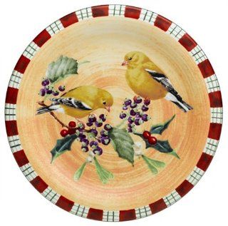 Lenox Winter Greetings Everyday Stoneware Goldfinch Salad Plate: Kitchen & Dining