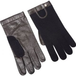 Kinross Cashmere Driving Glove w/Leather (Black   Size M/L) Clothing