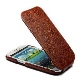 Genuine Leather Flip Case Cover for Samsung Galaxy S 3 III S3 I9300 Light Brown: Cell Phones & Accessories