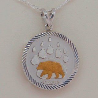 Alaska Mint Gold/Silver Medallion .999 1/4 Oz Pendant Jewelry Bear Paw Diamond Cut Edge : Collectible Coins : Everything Else
